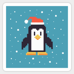 Merry Christmas Pixel Art Penguin Sticker